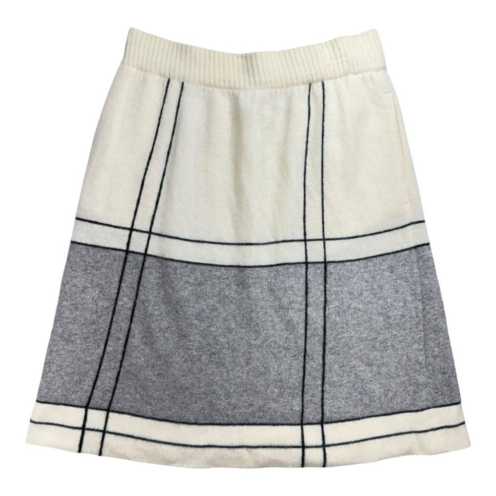 Vintage Liz Claiborne Lambswool Angora A Line Knit Skirt Plaid Womens M Pockets